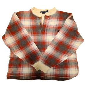 Nautica Vintage 90s Pullover Sweater Mens Red White Large Cotton With 1/4 Button